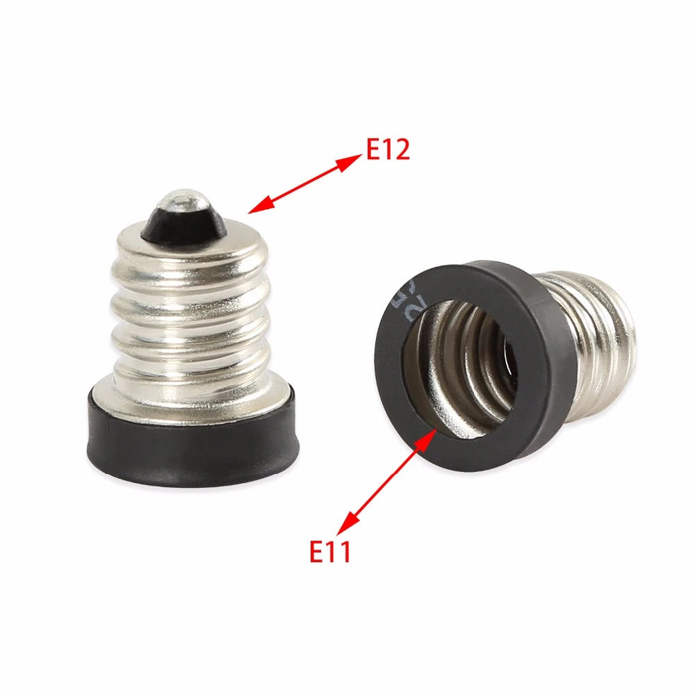 6pcs E11 to E12, E12-E11 Candelabra E12 to Mini Candelabra E11 Incandescent Halogen CFL LED Bulb Light Socket LampHolder Adapter
