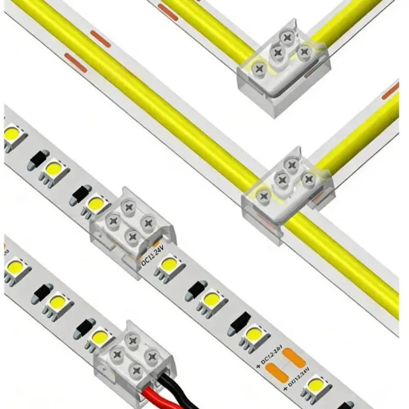 10Pcs Screw Fixing Solder-Free LED Strip Connector 2 Pin Quick Wire Connector For 8mm/10MM LED Light Strip Terminal Adapter