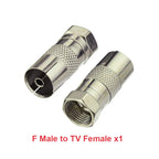 F Type to TV IEC 90 Degree Male Plug Female Jack RF Coaxial Adapter Splitter Gold Plated Connector for Cable TV Satellite TV DVR
