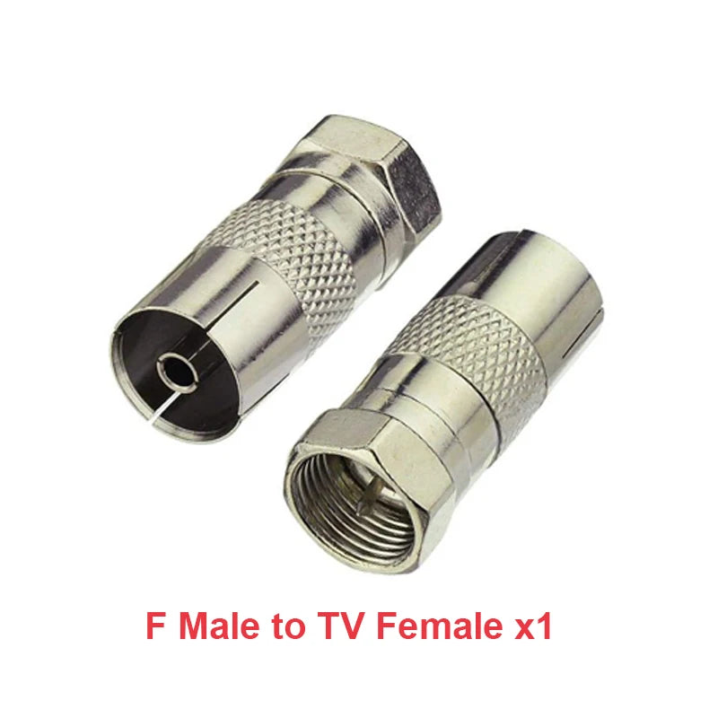 F Type to TV IEC 90 Degree Male Plug Female Jack RF Coaxial Adapter Splitter Gold Plated Connector for Cable TV Satellite TV DVR