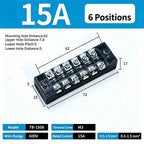 1Pc Dual Row Screw Terminal Block TB1503-TB1520 15A Fixed Wiring Strip Wire Connector