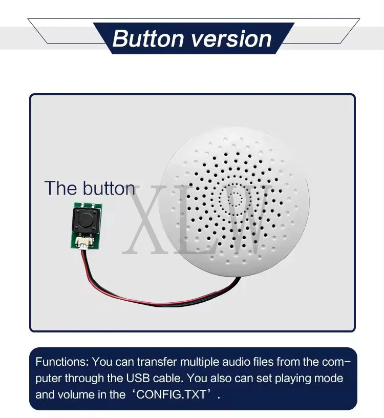 8MB Push Button Sound Box USB Downloadable & Recordable & Rechargeable, Voice Module with MP3 Audio Playback for Xmas Toy Gifts.