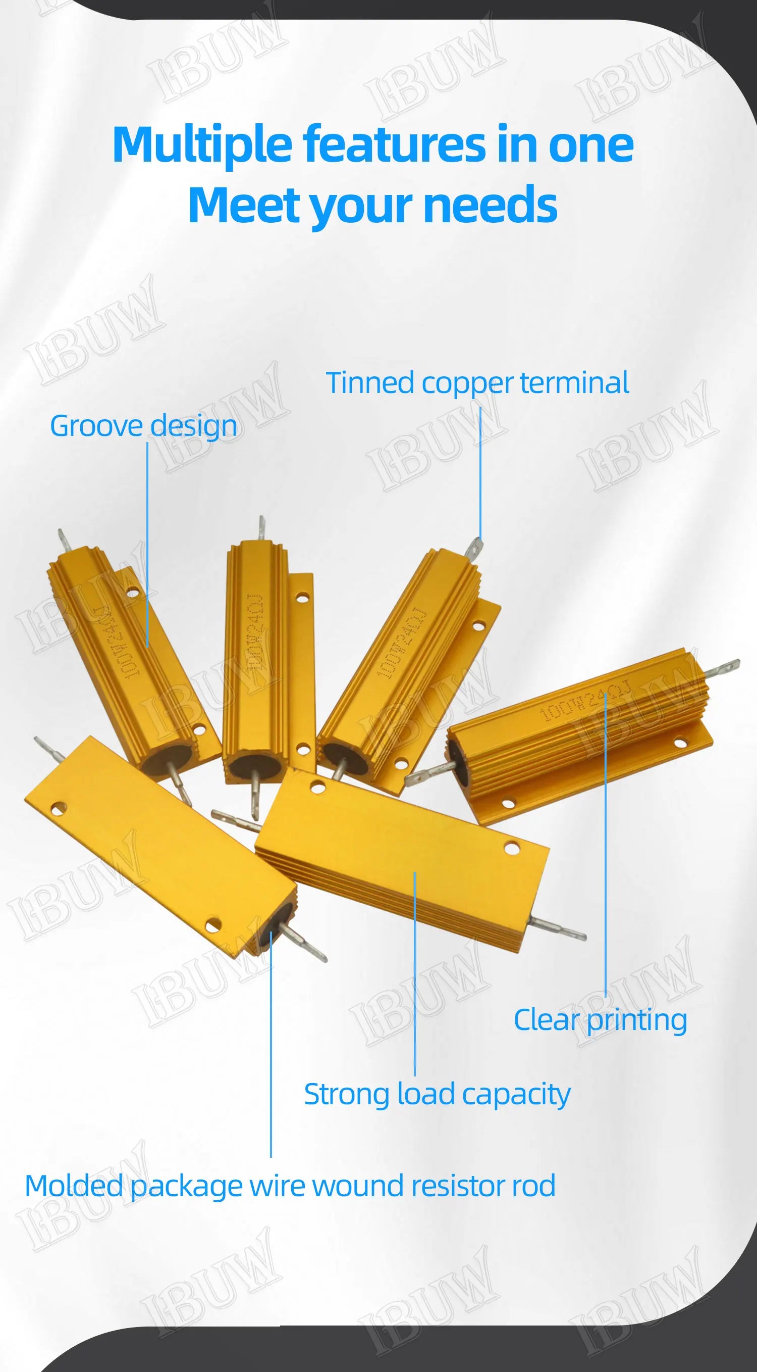 100W 0.01 ~ 100K Aluminum Power Metal Shell Case Wirewound Resistor 0.1 0.5 1 1.5 2 6 8 10 20 100 150 200 300 1K 10K ohm RX24