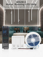 WS2811 2835SMD 24V DC Running Water LED Strip Flowing Light Wireless Controller Flexible Lamp Ribbon 120Leds/M IP30 10M 15M Kit