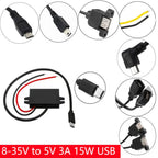 12V 24V to 5V 3A Charging Converter DC to 5V Step Down Converter with Female/MICRO/TYPE C/MINI USB for Car Motorcycle