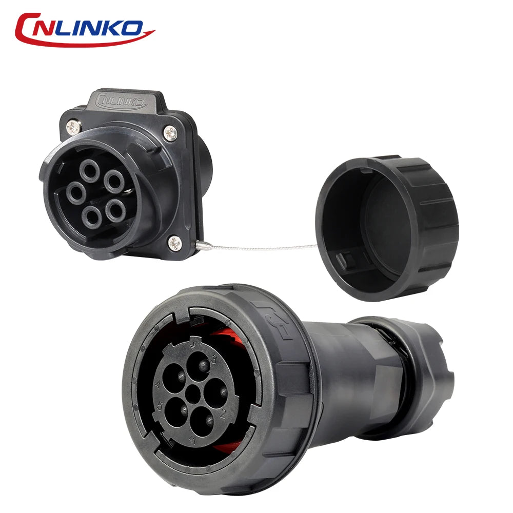 CNLINKO M28 IP68 Circular 35/50A Power Connector Male/Female 2/3/5Pin Quick Lock Set for Industrial Automation Marine & Outdoor