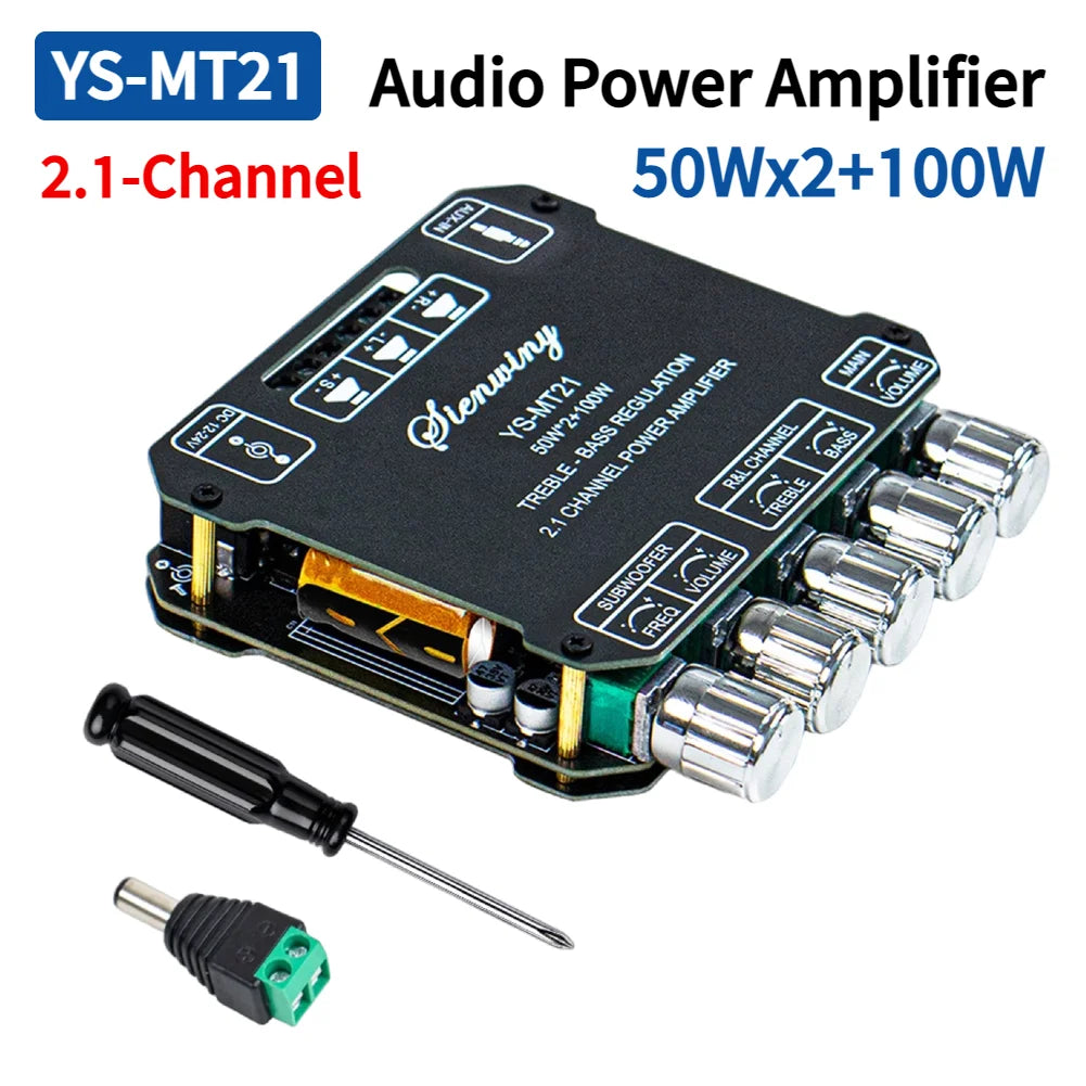 YS-MT21 2.1 Channel Bluetooth 5.0 Subwoofer Amplifier Board 50W X 2+100W Power Audio Stereo Amplifier Board Bass AMP AUX