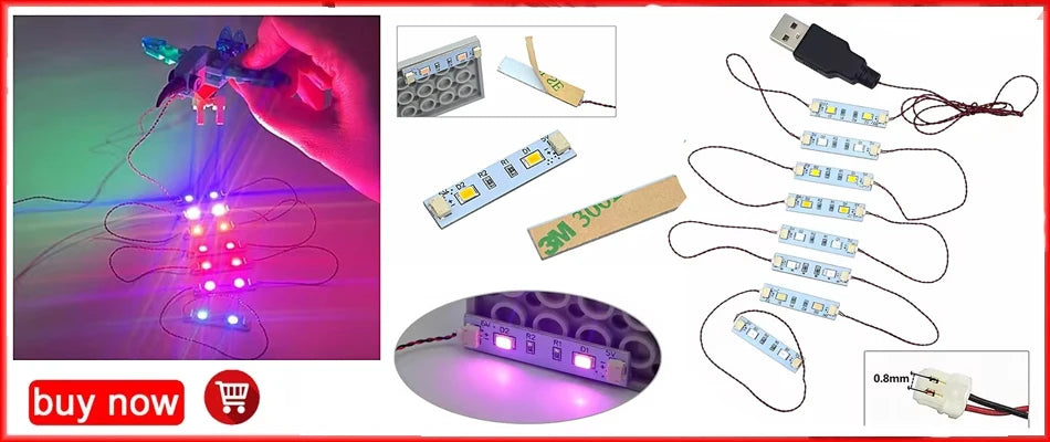 DIY 0.8mm Pin 1x1 1x2 1x4 Length 50cm SMD LED 2835  Remote Control Building Block Flash Lamp City Street Light Bricks