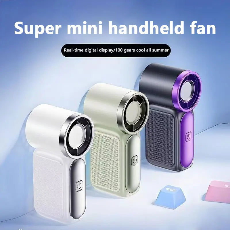 2026 Mini Portable Handheld Fan with Digital Display Speeds Adjustable USB Rechargeable Pocket Cooling Fan for Outdoor Travel