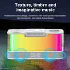 Domars Wireless Charger with Colorful Night Light and Built-In Audio Speaker Supports Fast Charging for Smartphones Earphones
