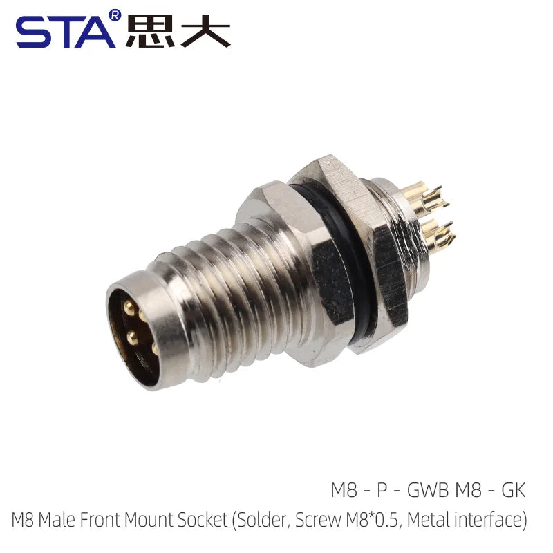 M8 IP67 Waterproof Circular Connector 3 4 5 6 8 Pin Front Rear Panel Mount Solder Industrial Socket Screw M8 M10 M11 M12