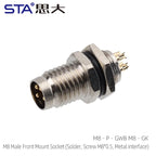 M8 IP67 Waterproof Circular Connector 3 4 5 6 8 Pin Front Rear Panel Mount Solder Industrial Socket Screw M8 M10 M11 M12