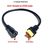 1.5 Square Ultra-soft XT60 Plug Male Female Connector to DC 5525/DC5521 Power Cable for Fly FPV Multirotor Field Repairs Apply