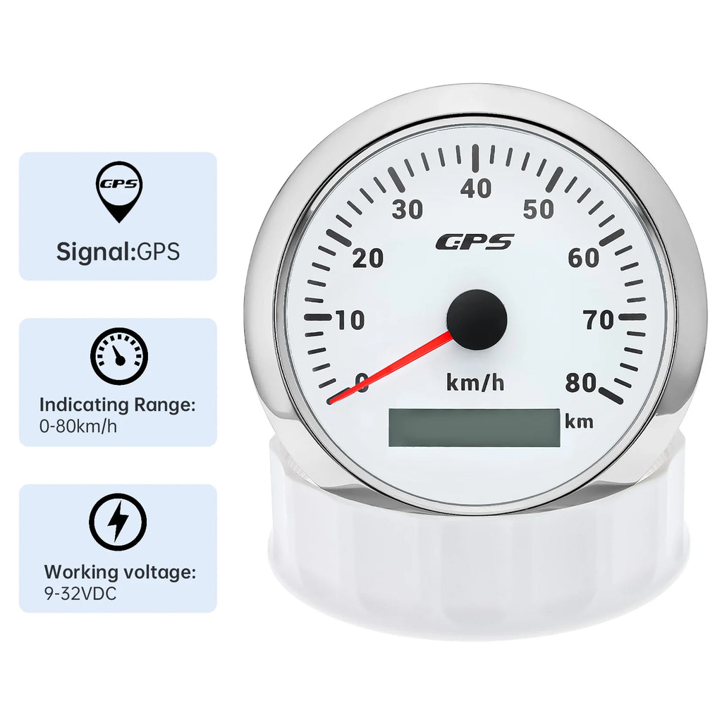 60/120/200KMH 85MM GPS Speedometer Gauge 7 Color Light with GPS Antenna Waterproof Motorcycle Boat Car Truck Speed Gauge Meter