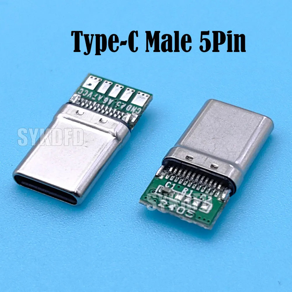 USB 3.1 24Pin Type-C Male 5 Solder Joints For Mobile Phone Fast Charging 3A C TO C With CC Solder Pad Repair DIY Data Plug