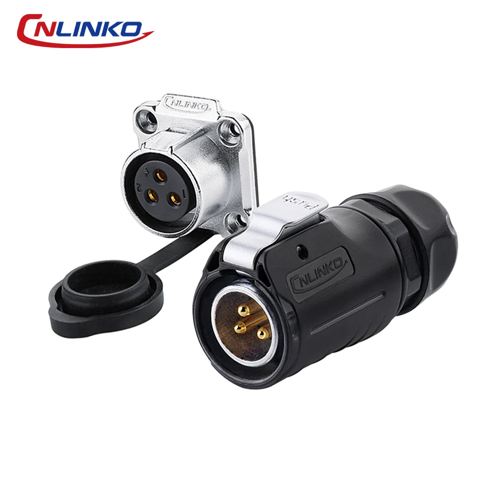 CNLINKO LP20 2/3/4 Pin IP68 Waterproof Quick Circular Connector Panel Mount Electrical Power Connector for Outdoor Eqiupments