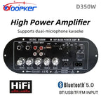 Woopker D350W HIFI Bass Power Amplifier 100W Bluetooth/USB/TF/FM Amplifier board Dual Mic AD/DC Digital Amplifier Board for home