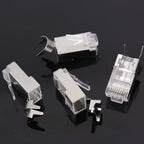RJ45 Cat7 Cat6 Cat5 Pass Through Connectors Network Cable Modular Plug 8P8C Gold-Plated Connector End for FTP/STP Solid Wire