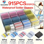915 pieces welding sealed line connectors, heat shrink butt connectors, insulated electrical butt splicing terminal blocks, suitable for marine, automotive and truck wiring terminals