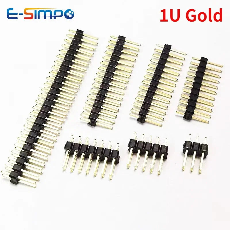 100pcs 2.54mm 2*2/3/4/6/8/10/12/15/20/25/40P L11.5mm 0.1" Breakaway Straight Gold Double Row Male Brass Pin Header PCB Connector