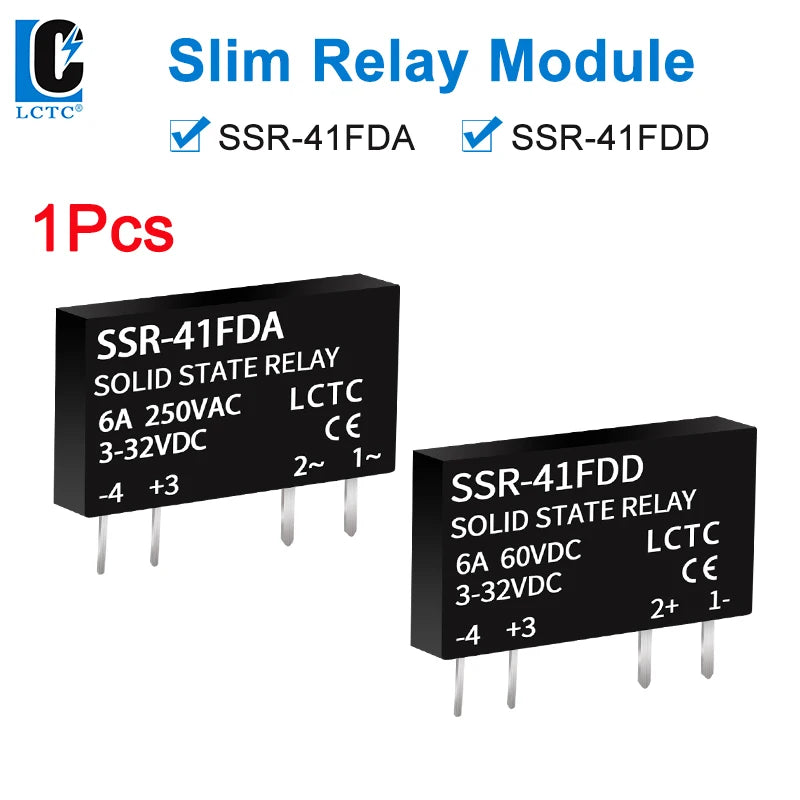 SSR Solid State Relays DC to DC Slim Relay Module 3-32VDC 6A Mini Relay Non-contact DIN Rail Relay SSR-41FDD