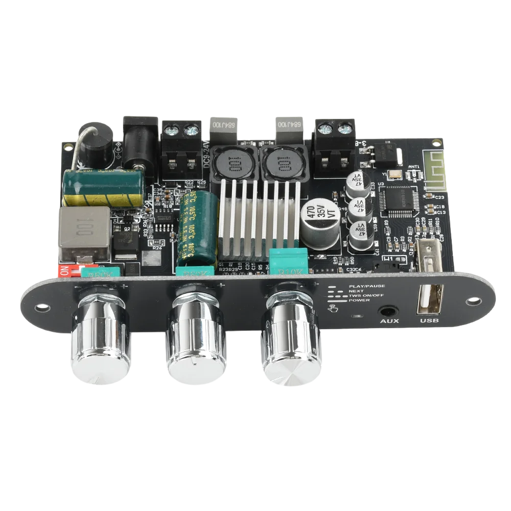 ZK-1001U TPA3116D2 Mono 100W Bluetooth 5.3 Amplifier Board 9-24V Boost AUX USB Bass Treble for DIY TWS Speaker