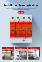 House Lightning Surge Protector AC SPD 1P 2P 3P 4P 40KA 60KA 220V 385V AC Protective Low-voltage Arrester Device ﻿