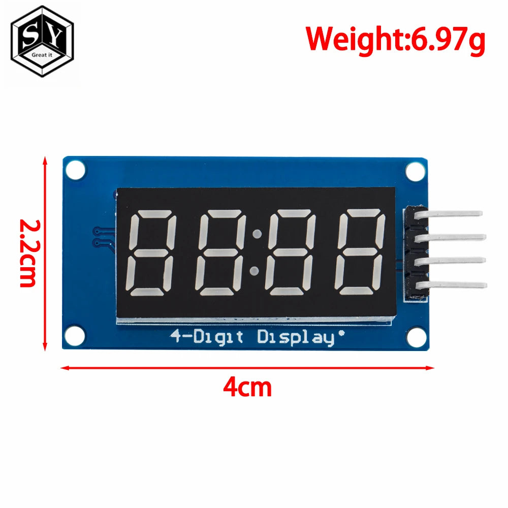 TM1637 4-Digit 0.36-Inch Red 7-Segment LED Display Module - Serial Interface Driver Board for Arduino Clock