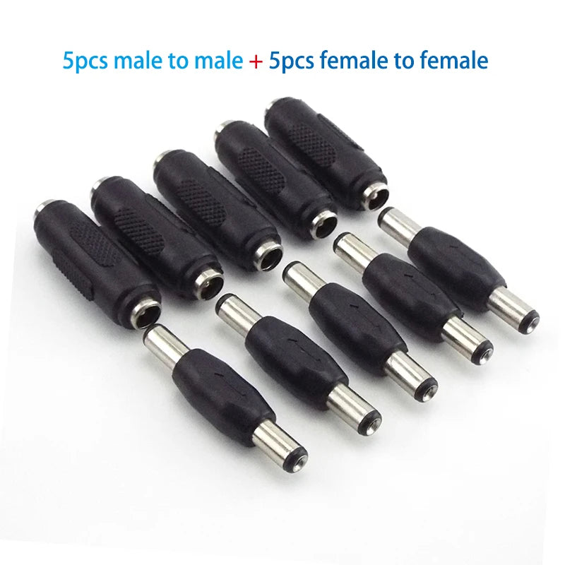 5.5*2.1mm / 5.5x2.1 Mm DC Double Male to Male Power Socket Connector CCTV Female to Female Panel Mounting Jack Adaptor