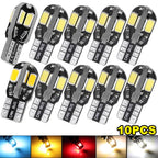 10PCS W5W T10 LED Bulbs Canbus 5730 8SMD 12V 6000K for Car Turn Signal Reading Brake Trunk Hood Width Clearance Lights
