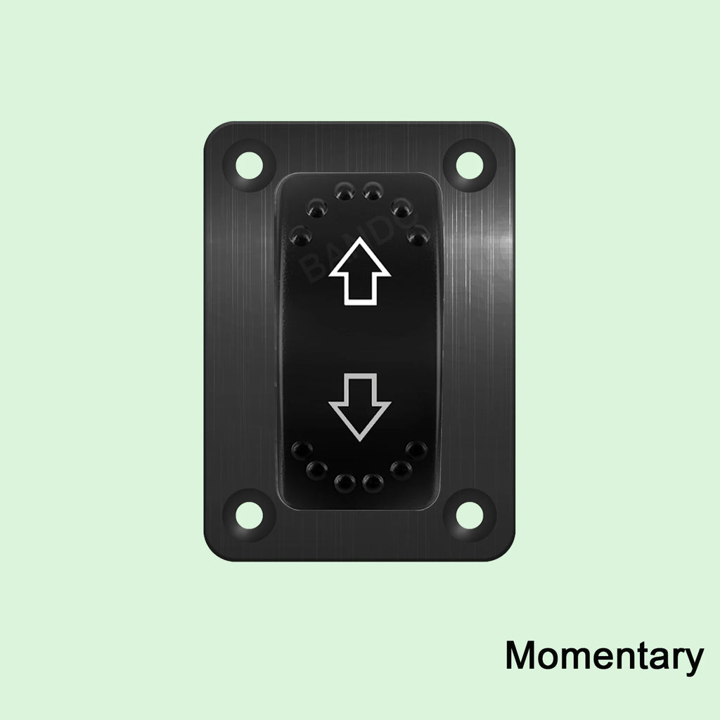 UP DOWN ARROWS Momentary Rocker Switch 7P (ON)-OFF-(ON) DPDT Retractive Switch + Wires for Car Boat Marine Vehicle Yacht Ship