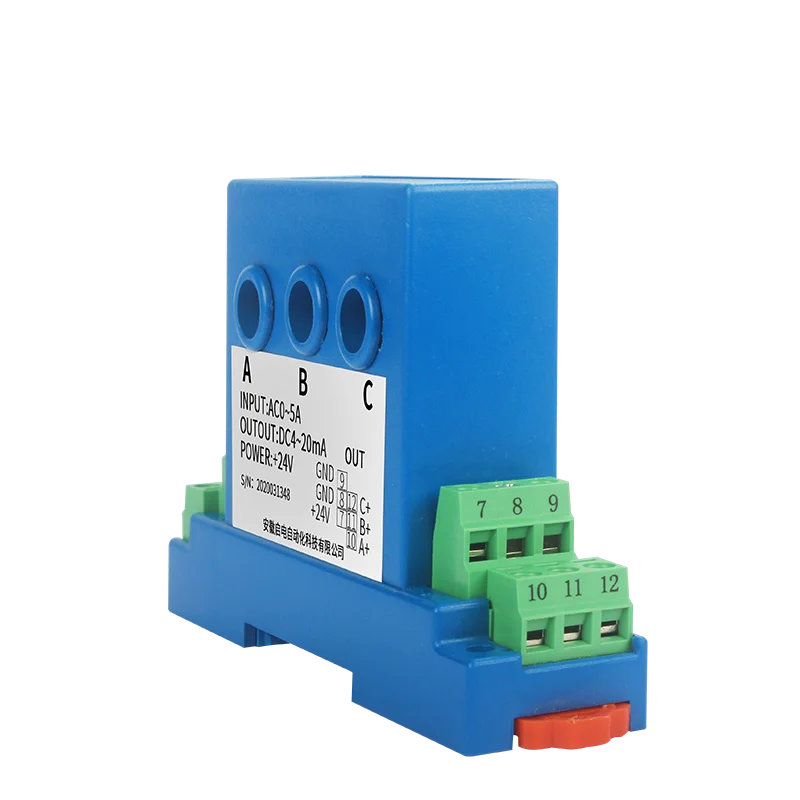 3 Phase AC 5A 10A 50A Current sensor Transmitter 4-20ma 0-5V 0-10V RS485 output Perforated Ampere current voltage Transducer