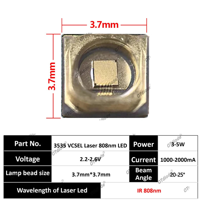 SMD 3535 IR Led Diode Laser Infrared Vcsel Lamp Beads 3W 850nm 940nm 980nm 1064nm 5W 808nm Optical Wafer Heating Medical Beauty