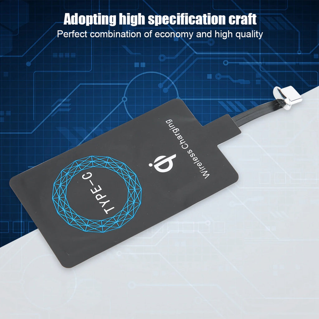 2PCS Type C Wireless Charger Adapter Portable Charging Receiver Qi Enabled Fast Charging for Type C Mobile Phone Car Travel Home