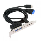 USB3.0 and USB C Female Header Panels to Motherboard 20-pin & Type-E Motherboard Extension Cable Adapter with 12cm PCI-E Bracket
