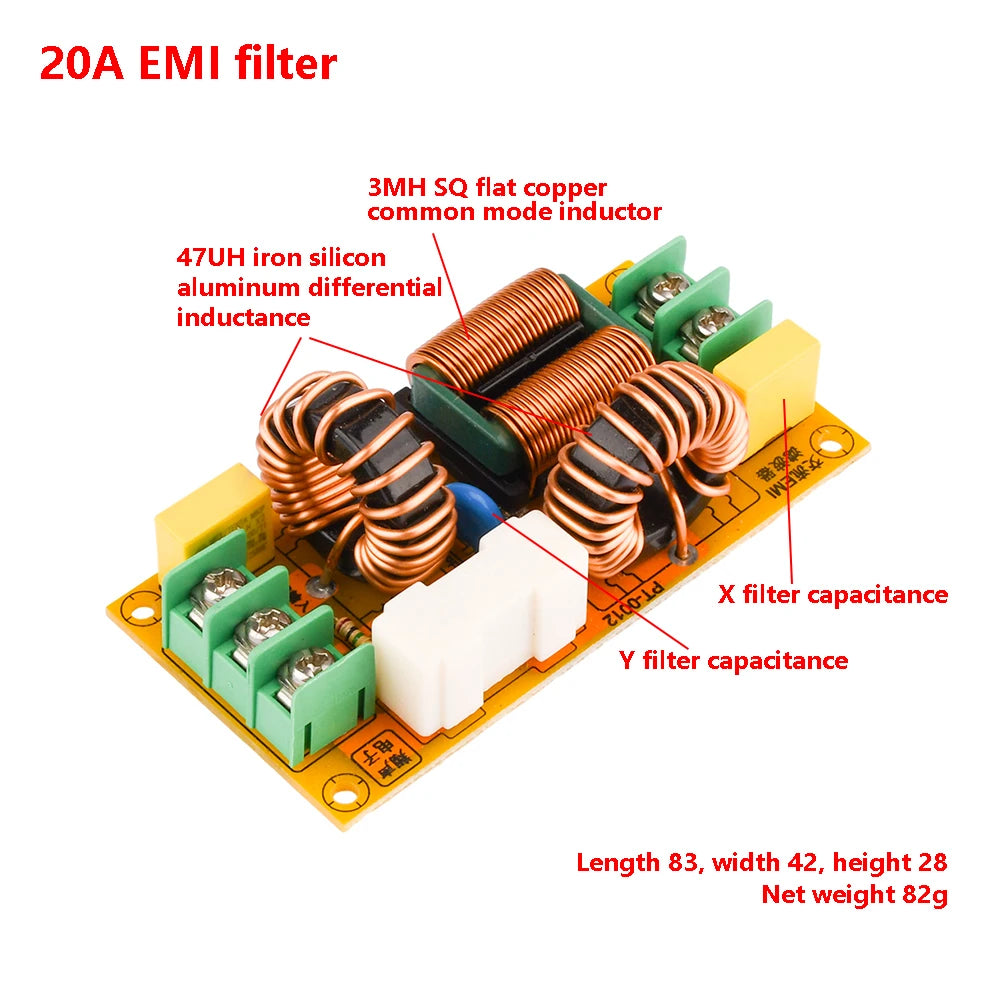 Power Supply Filter EMI High Frequency Filter EMI Power Filter AC110-220V 2A 4A 10A 20A Filtering Board