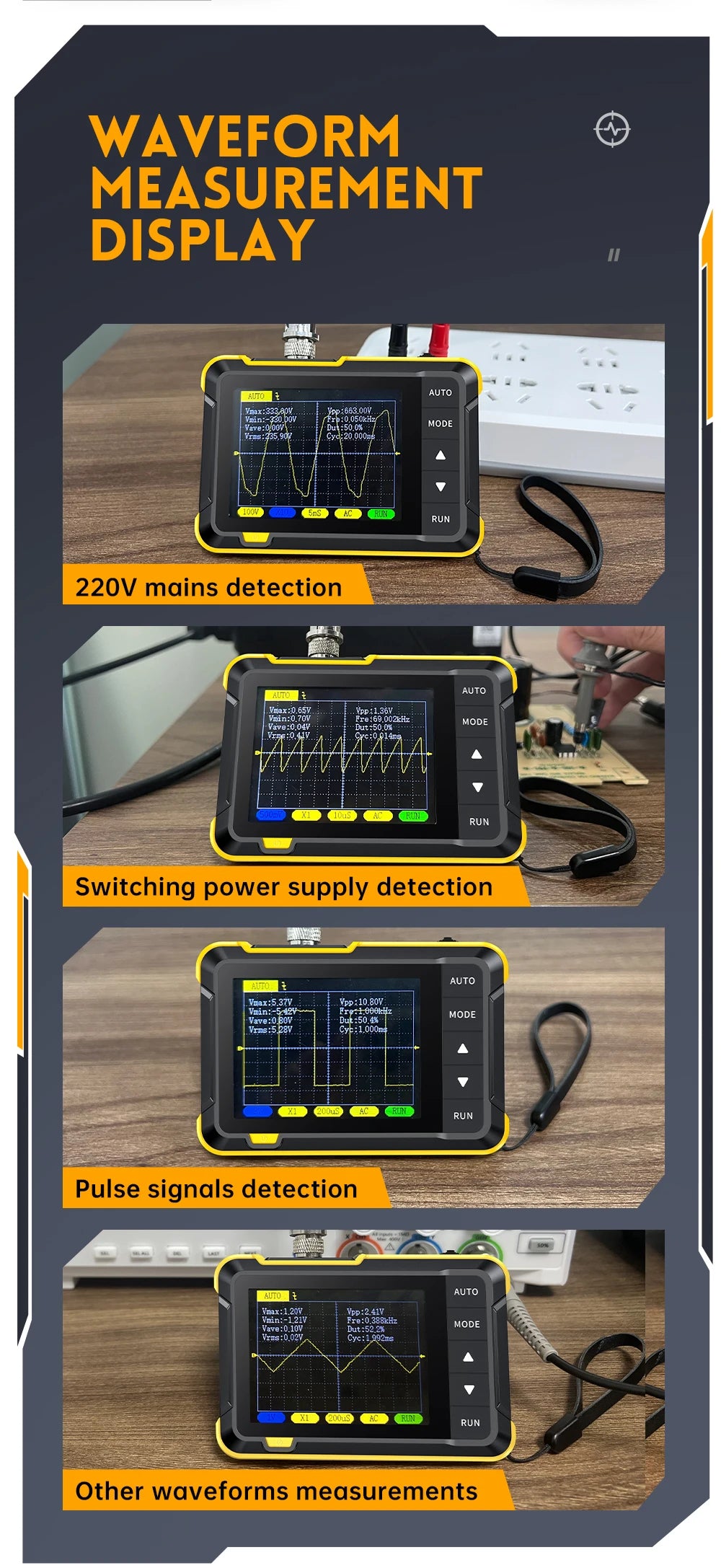 FNIRSI DSO152 TC3 Handheld Digital Oscilloscope With 200KHz/500kHz Bandwidth Supporting LCR Detection Signal Generator PWM Outpu