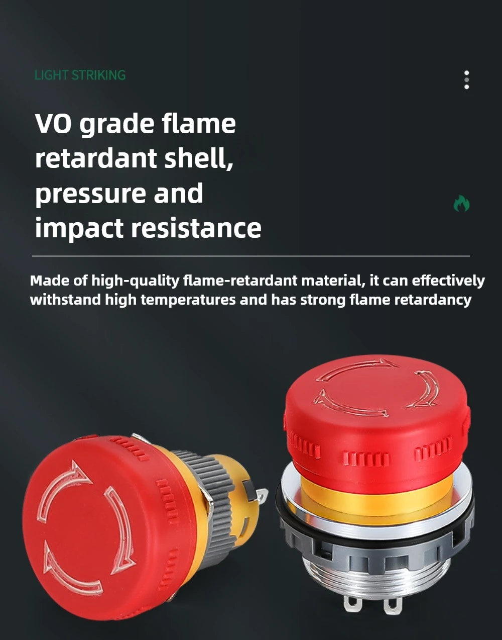 16/22mm Plastic Emergency Stop Power Push Button Switch Anti-slip IP65 Waterproof Mushroom Head Rotation Reset 1NO 1NO1NC