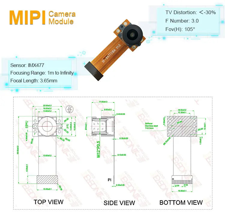 GOOD Sincerefirst 12MP  Camera Module with 4K CMOS Sensor IMX477 4K MIPi HD Fixed Focus Module