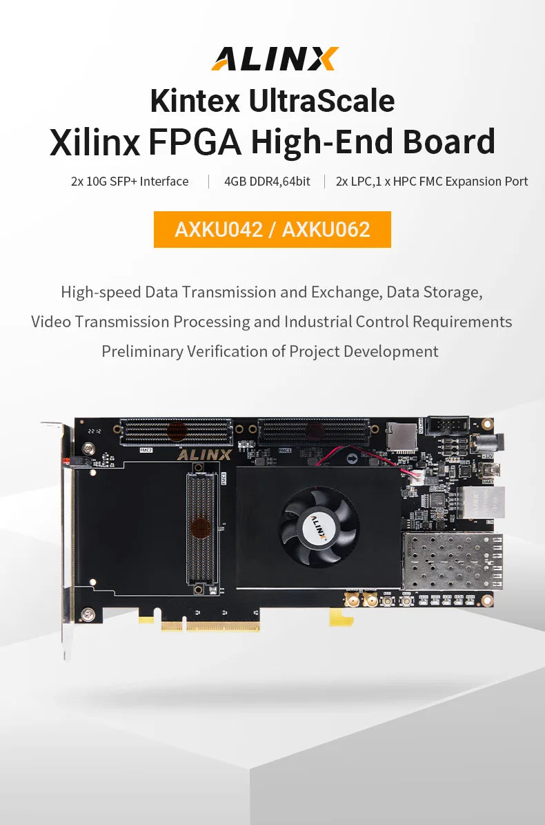 ALINX AXKU062: Xilinx Kintex UltraScale XCKU060 PCIE 3.0 FPGA Development Board SFP FMP HPC LPC