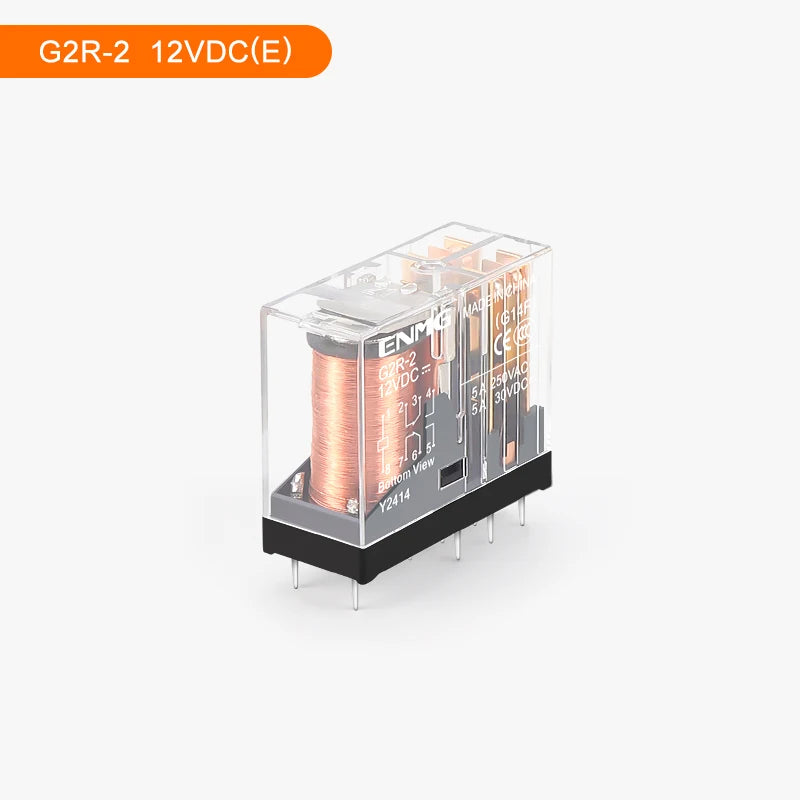 ENMG G2R-1-E / G2R-2 Miniature Low-Power Relay - 5V/12V/24VDC,Solder Terminals (5-Pin/8-Pin) Shock-Resistant Nickel-Plated Alloy