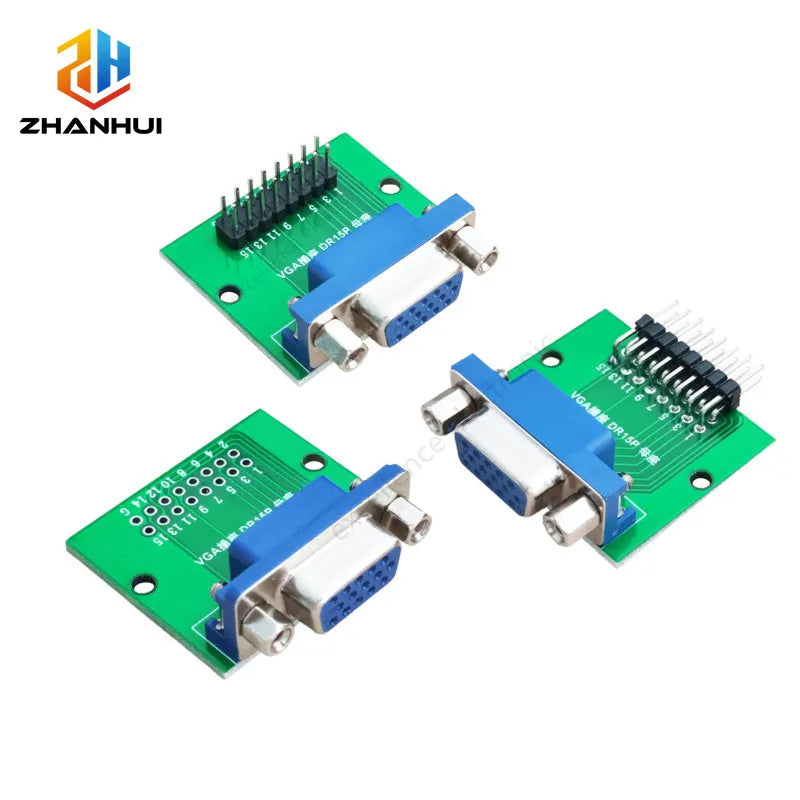 1/2/5PCS DB15 HDR15 DR15 VGA Female Socket Conversion Board Blue PCB Interface Test Module to 2.54mm DIP Pin Header