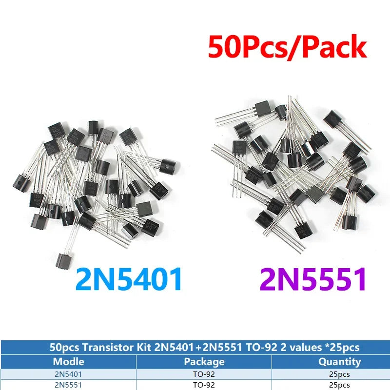 Transistor Assortment Kit TO92 PNP/NPN A1015 BC327 BC337 C1815 S8850 2N2222 2N2907 2N3904 2N3906 for Electronics DIY Repair