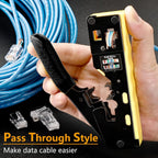 RJ45 Pass Through Crimp Tool, RJ45 Cat5 Cat6 Cat7 Crimping Tool, RJ11 Crimping Tool, Ethernet Network Cable Crimper Stripper