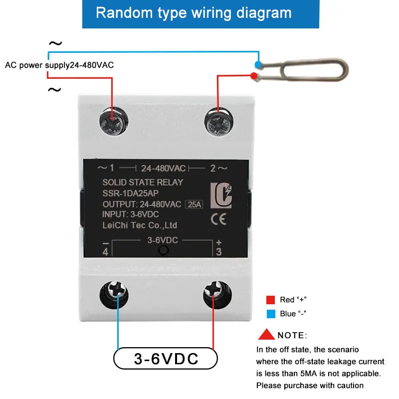 LCTC SSR Random Solid State Relay 10A 25A 40A 60A 80A 100A 120A DC Control AC Single Phase Control 3-6VDC 24-480VAC