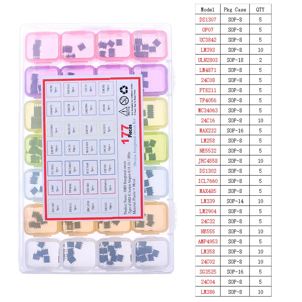 IC Integrated Circuit Chip Assortment Kit DIP SMD series 74HCXX 74LSXX CD4000 Common CMOS Logic IC Sockets set DIY Mix Pack