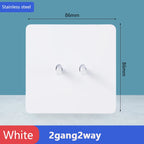 Toggle switch White stainless steel panel retro wall lamp switch AC110-250V 1 2 3 4 Gang 2 Way16A Universal wall light switch