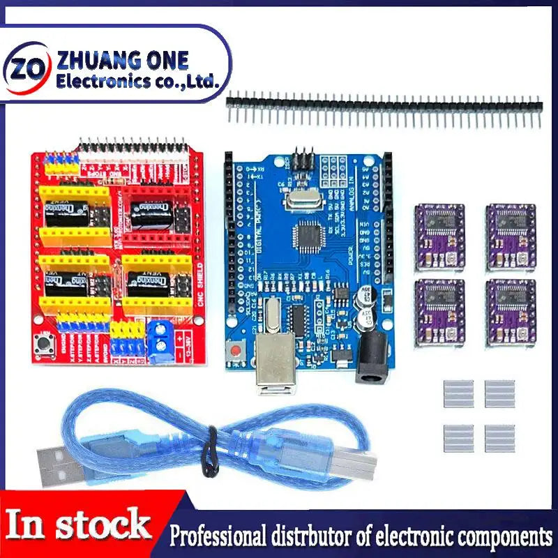 CNC Shield V3 Engraving Machine 3D Printe+ 4pcs DRV8825 Or A4988 Driver Expansion Board For Arduino + UNO R3 With USB Cable