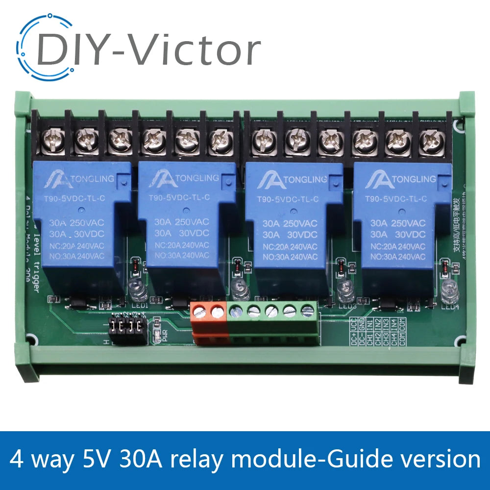 1/2/4 channel relay module 30A with optocoupler isolation 5V 12V 24V supports high and low Triger trigger DC30V/30A AC250V/10A