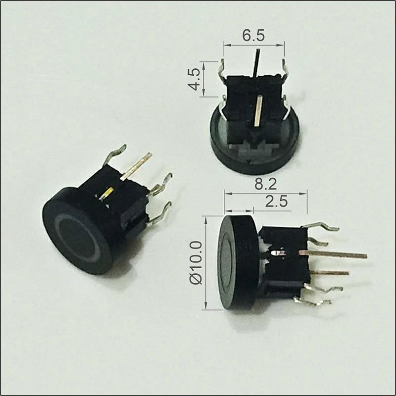 10PCS 6X6X7.2mm  Momentary Tact Button LED 3V Adding Caps H=8.2mm 6Pin DIP Tactical Keyboard Mini Push Button Press Button